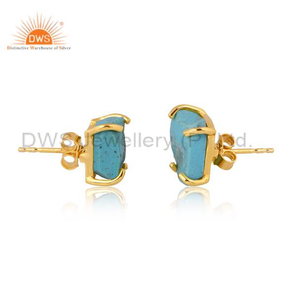 Arizona Turquoise Earrings Sterling Silver Gold Vermeil